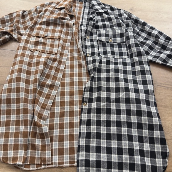 Dressed in Lala Zuri Oversized Grunge Flannel in Half Mocha and Black size S/M - Picture 3 of 3